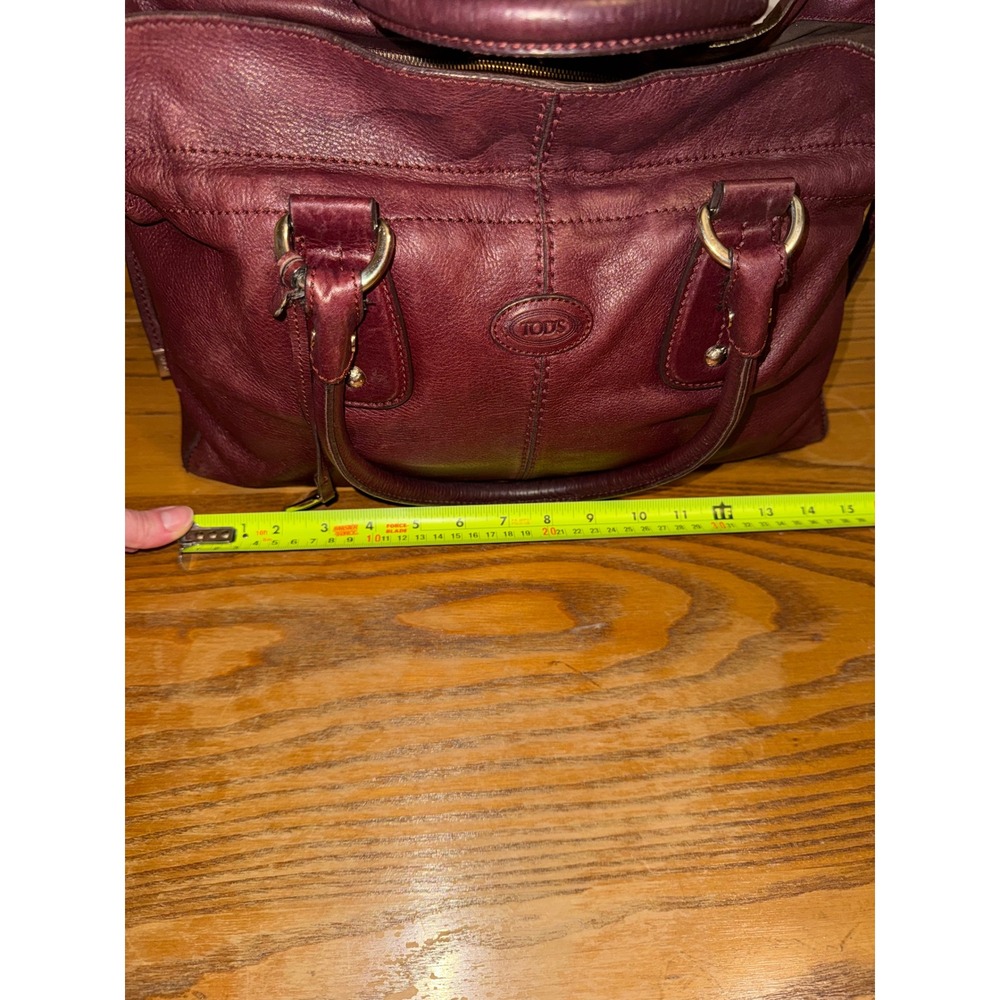 Tods Burgundy Leather Satchel Handbag Made in Italy Oxblood‎ Tote Bag - Picture 8 of 14